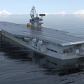 Aircraft Carrier Sailing On Sea Surface 3d model