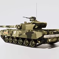 Military Camouflage Tank With Turret Long Barrel Tracks And Antenna