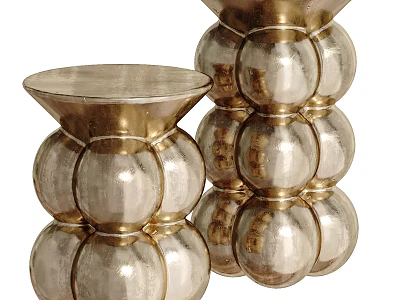 Elegant Round Tables With Metallic Gold Silver Spherical Design For Home Decor 3d model