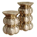 Elegant Round Tables With Metallic Gold Silver Spherical Design For Home Decor