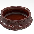 Dark Brown Ceramic Decorative Ornament Set With Bowl Shaped Design And Patterned Base 3d model