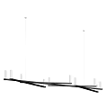 Modern Linear Pendant Light Design With Black Frame And White Cylindrical Shades