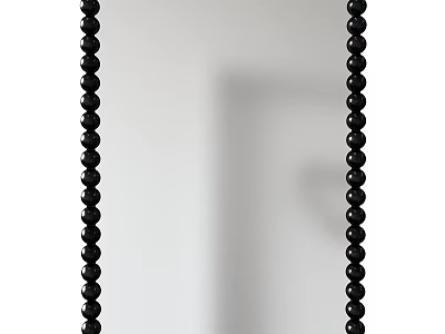 Modern Decorative Mirror With Black Beaded Frame On White Background And Shadow 3d model