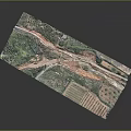 Detailed Topographic Model Featuring Mountains Rivers And Farmland