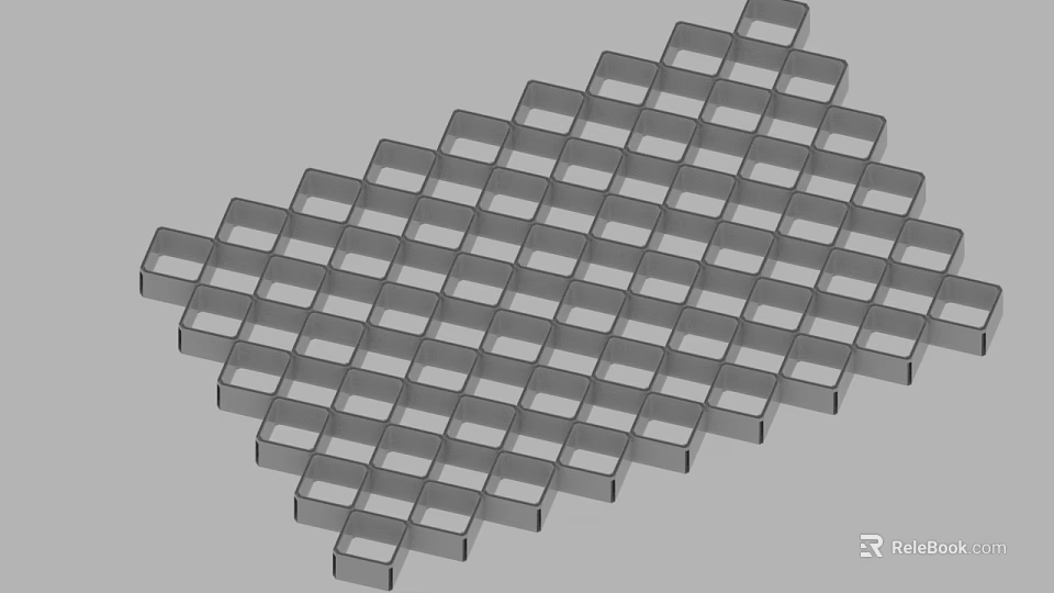 Gray Grid Structure Composed Of Interlocking Cube Blocks With Geometric Pattern 3d model