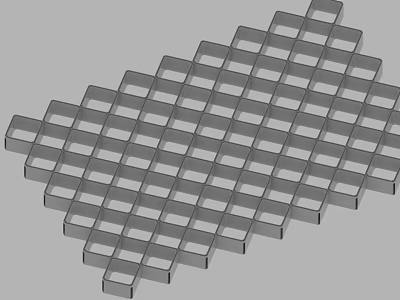 Gray Grid Structure Composed Of Interlocking Cube Blocks With Geometric Pattern 3d model