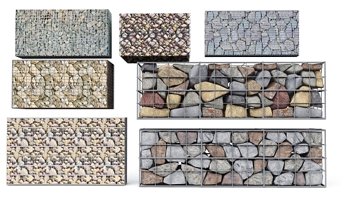 Gabion landscape wall landscape wall enclosing wall rust board landscape wall stone enclosing wall gabion 3d model