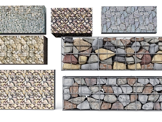 Gabion landscape wall landscape wall enclosing wall rust board landscape wall stone enclosing wall gabion 3d model