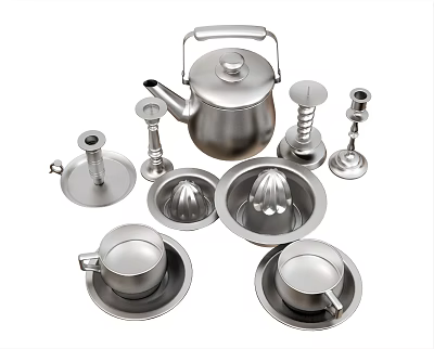 Modern Tableware Hot Water Kettle Stainless Steel Kettle Tea Cup Lemon Squeezer Candle Holder Candle Holder 3d model