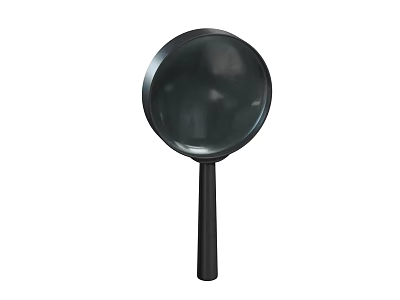 Classic Black Magnifying Glass With Smooth Handle And Clear Round Lens 3d model