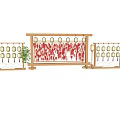 Commercial Decorative Equipment With Red Frame Multiple Lanterns And Hanging Red Items 3d model