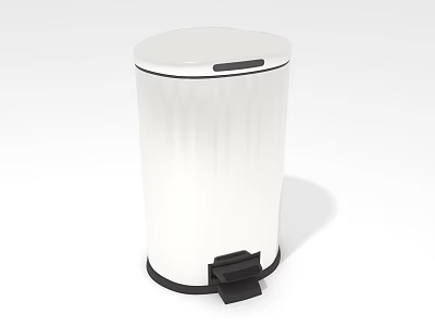 Public Facility White Foot Pedal Trash Can With Lid And Smooth Body Design 3d model