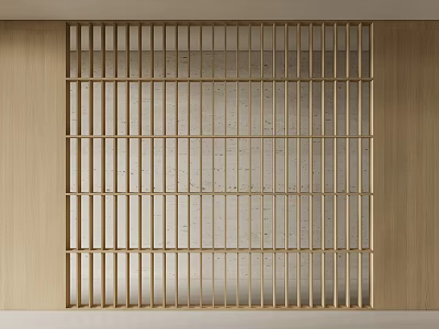 Modern Interior Wooden Partition With Grid Design Vertical Horizontal Slats Between Wooden Walls 3d model