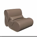 Modern Beige Leather Single Sofa With Rounded Armrests And Comfortable Cushion Design 3d model