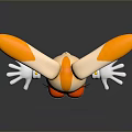 Cartoon Rabbit With Long Orange White Ears Orange Dress Blue Bow White Gloves
