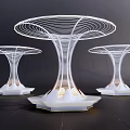 Artistic Modern White Woven Mushroom Shaped Landscape Seats With Lighting Base