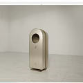 Modern Golden Metallic Trash Bin With Circular Opening And Stable Base Design 3d model