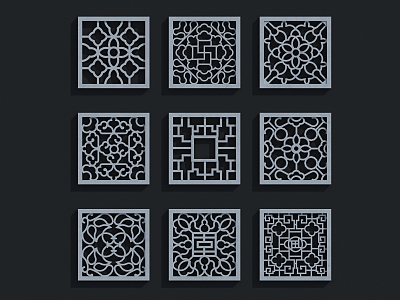 New Chinese-style openwork window lattice window 3d model