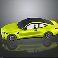 Yellow Sports Car With Black Roof Two Door Sleek Design Shiny Exterior Finish