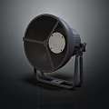 Industrial Heavy Duty Spotlight With Metal Frame And Grid Front Panel Stand Mounted Round Design