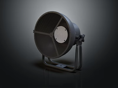 Industrial Heavy Duty Spotlight With Metal Frame And Grid Front Panel Stand Mounted Round Design 3d model