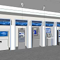 Public Facility With Row Of Modern Self Service Kiosks And Digital Screens
