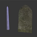 Ancient Stone Sculptures Tall Obelisk And Arched Top Slab With Texture