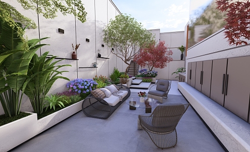 Roof Garden Terrace Modern Simple 3d model