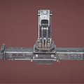 Industrial Mechanical Arm Featuring Metal Frame Hydraulic Joints And Warning Stripes