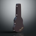 Practical Fender Guitar Case In Dark Brown With Metal Buckles And Leather Design