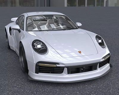 White Sports Car With Sleek Exterior Design Modern Front View And Black Alloy Wheels 3d model