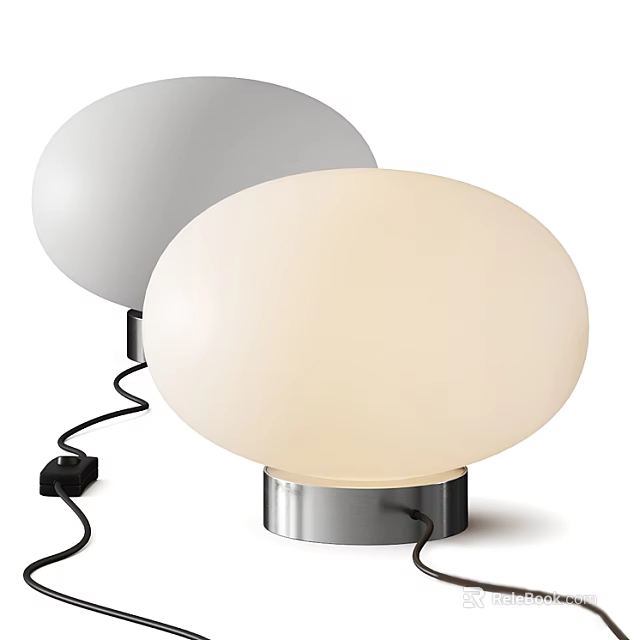 Two Modern Table Lamps With Spherical Lampshades And Sleek Silver Metal Bases 3d model 