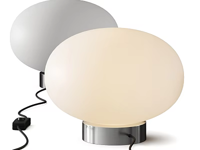Two Modern Table Lamps With Spherical Lampshades And Sleek Silver Metal Bases 3d model