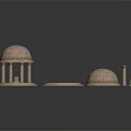 Detailed Classical Stone Domes Columns And Circular Platforms With Golden Trim