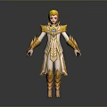 Golden Haired Female Character With White And Gold Decorative Armor And Blue Gemstone