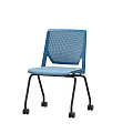 Blue Office Chair With Mesh Back And Black Wheeled Base Design 3d model