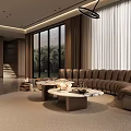 Modern Living Room With Wooden Hand Shaped Chair And Marble Decorative Panel