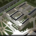 Aerial View of Modern School Buildings Campus With Sports Field and Green Trees