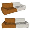 Modern Double Sofa Color-matching Fabric Soft Double Sofa 3d model