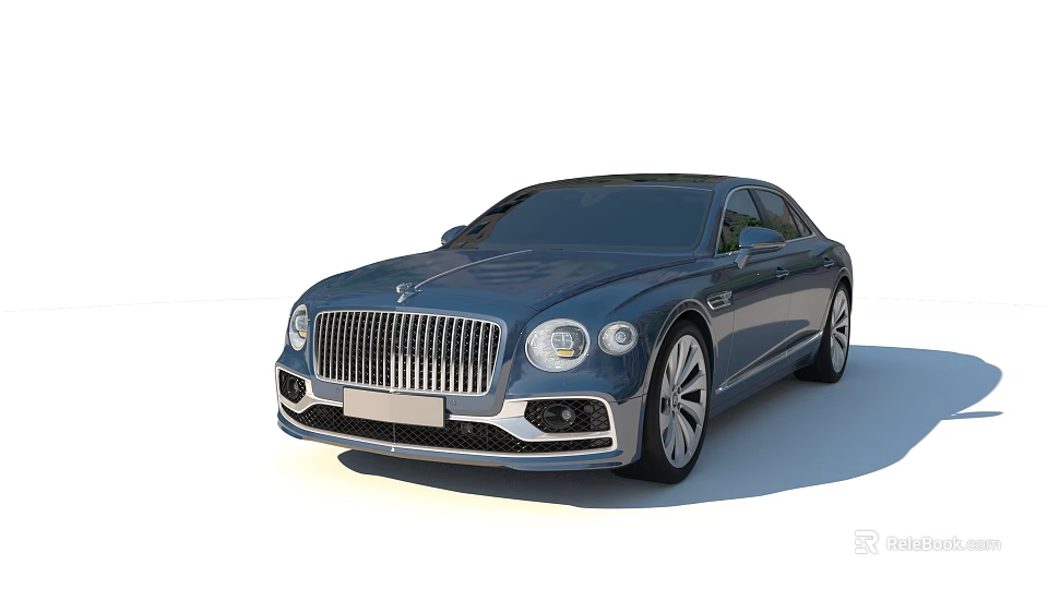 Bentley Dark Blue Luxury Sedan With Chrome Grille Sleek Headlights And Alloy Wheels 3d model 