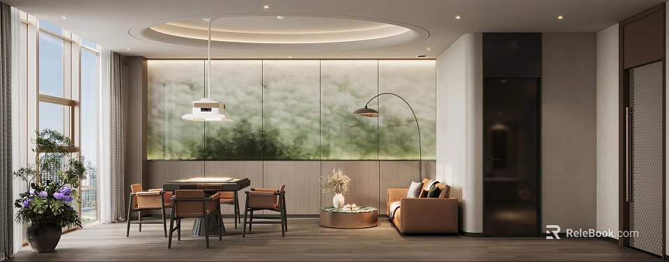 Modern Luxury Hotel Chess And Card Room With Comfortable Lounge Area And Exquisite Interior Design 3d model 