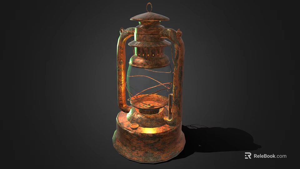 Vintage Outdoor Lantern With Classic Metal Frame And Illuminated Glass Shade Design 3d model 