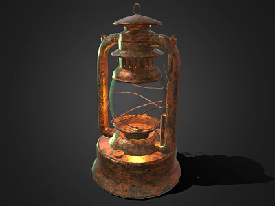 Vintage Outdoor Lantern With Classic Metal Frame And Illuminated Glass Shade Design 3d model