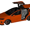 Red Sports Car With Open Scissor Doors And Black Alloy Wheels