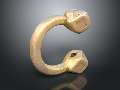 Brass C Shaped Hook With Square Ends Metallic Finish Essential Household Item For Daily Hanging Use 3d model