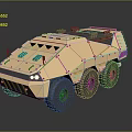 Beige Armored Six Wheeled Functional Vehicle With Military Style And Top Equipment