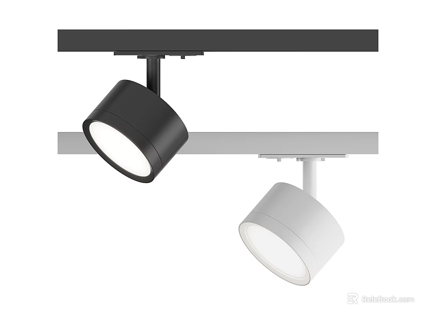 Black And White Track Mounted Spotlights For Modern Interior Lighting 3d model 