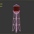 Tall Industrial Water Tower With Metal Frame Conical Roof And Support Structure