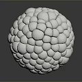 Gray Bumpy Spherical 3D Model With Shiny Textured Surface