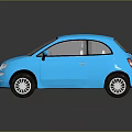 Shiny Blue Fiat Compact Car With Modern Sleek Design And Two Door Exterior